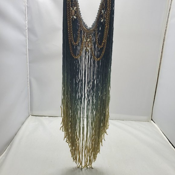Gimmicks by BKE Teal and Gold Fringe Necklace - Picture 7 of 8
